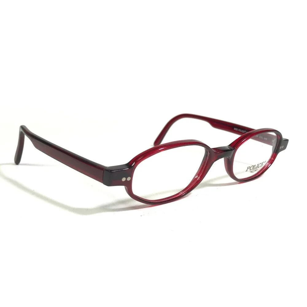 Police Eyeglasses Frames MOD.1234 COL. 848 Red Round Horn Rim Oval 46-20-125